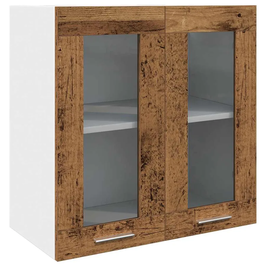 Armoire murale de cuisine "Lyon" avec porte vitrée Bois ancien 60 x 31 x 60 cm - 2