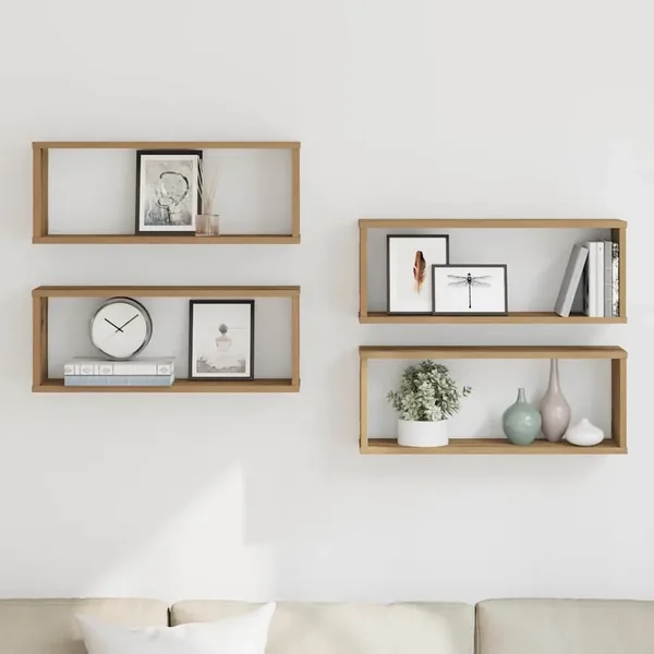 Étagères cube murales 4 pcs chêne artisanal 60x15x23 cm