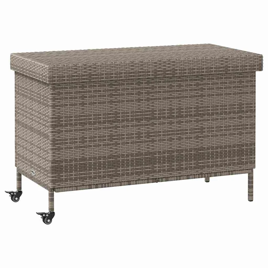 Boîte de rangement de jardin et roues gris résine tressée - 2