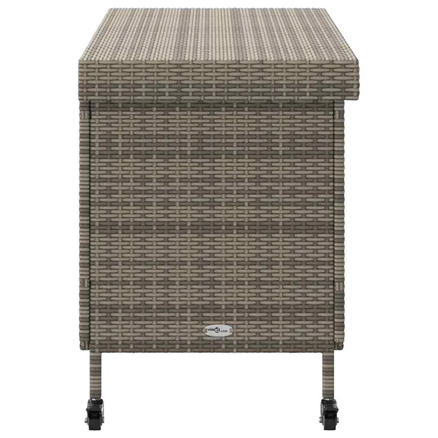 Boîte de rangement de jardin et roues gris résine tressée - 5