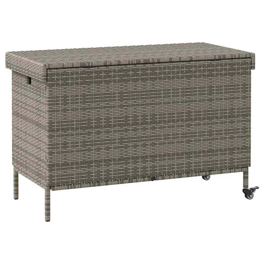 Boîte de rangement de jardin et roues gris résine tressée - 6
