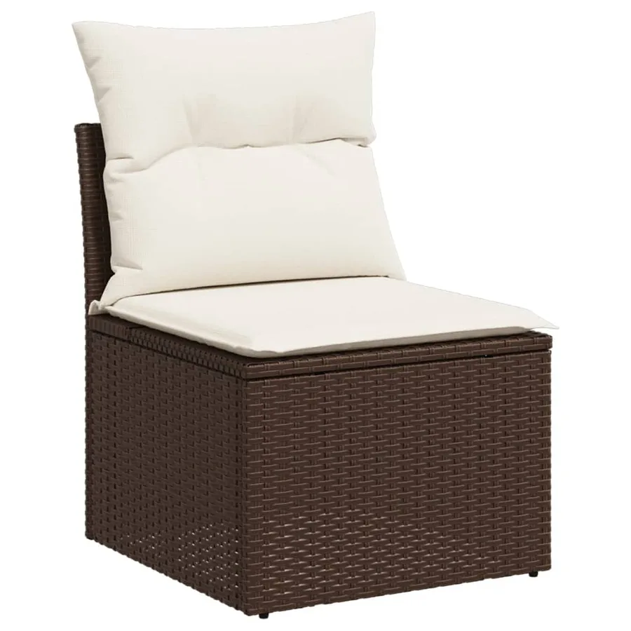 Salon de jardin avec coussins 5 pcs marron résine tressée - 3