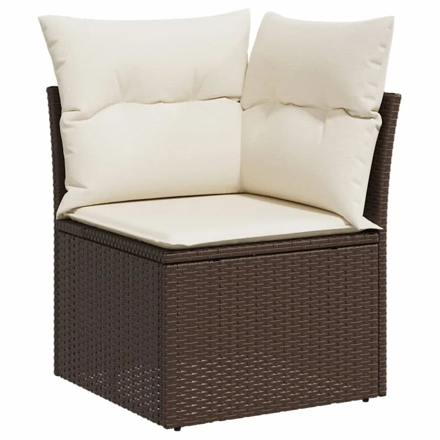 Salon de jardin avec coussins 5 pcs marron résine tressée - 4
