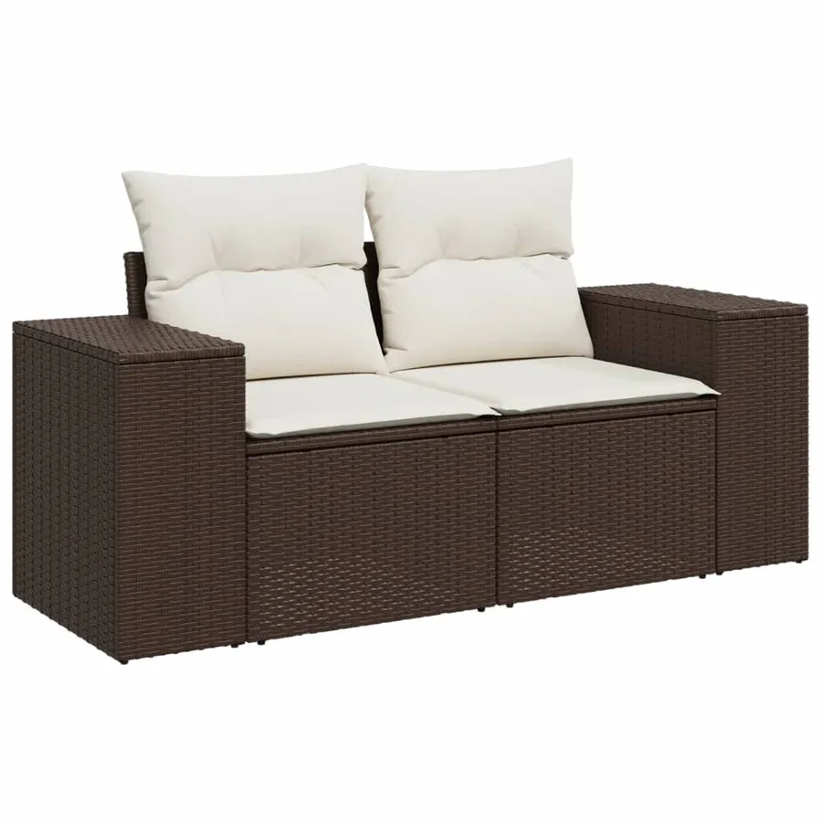 Salon de jardin avec coussins 5 pcs marron résine tressée - 6