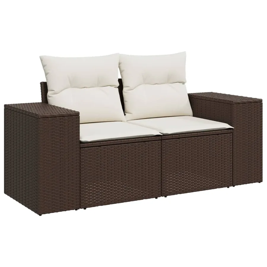 Salon de jardin avec coussins 6 pcs marron résine tressée - 3