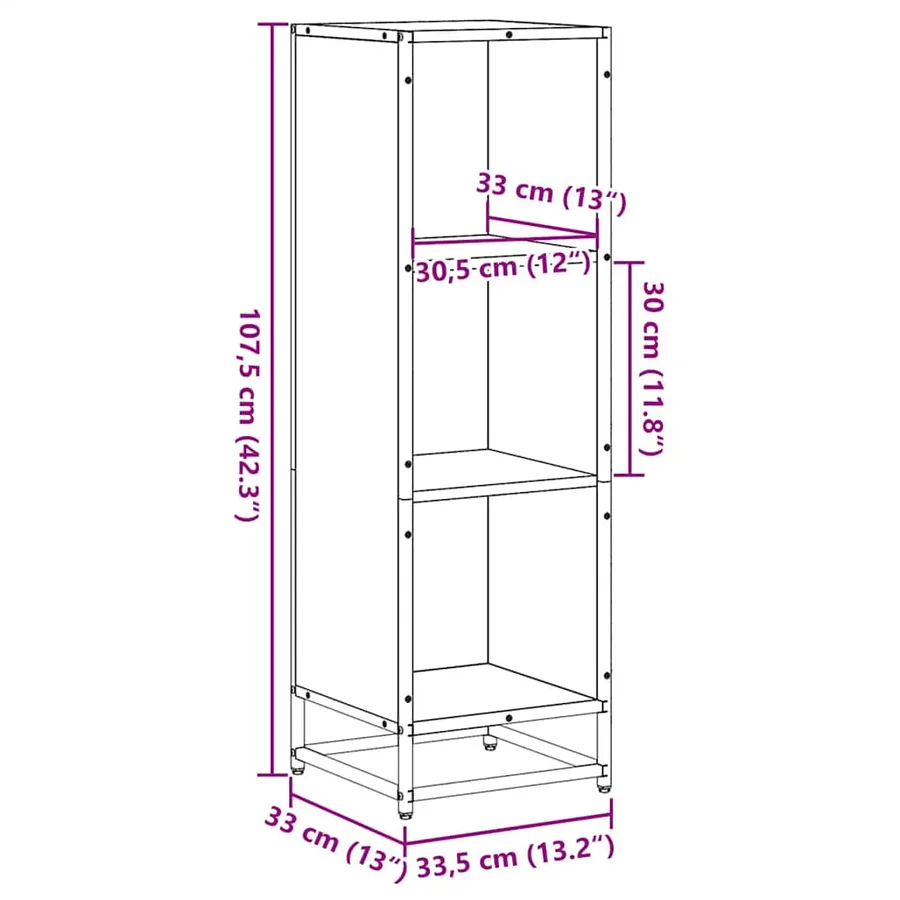 Bibliothèque chêne marron 33,5x33x107,5 cm bois d'ingénierie - 9
