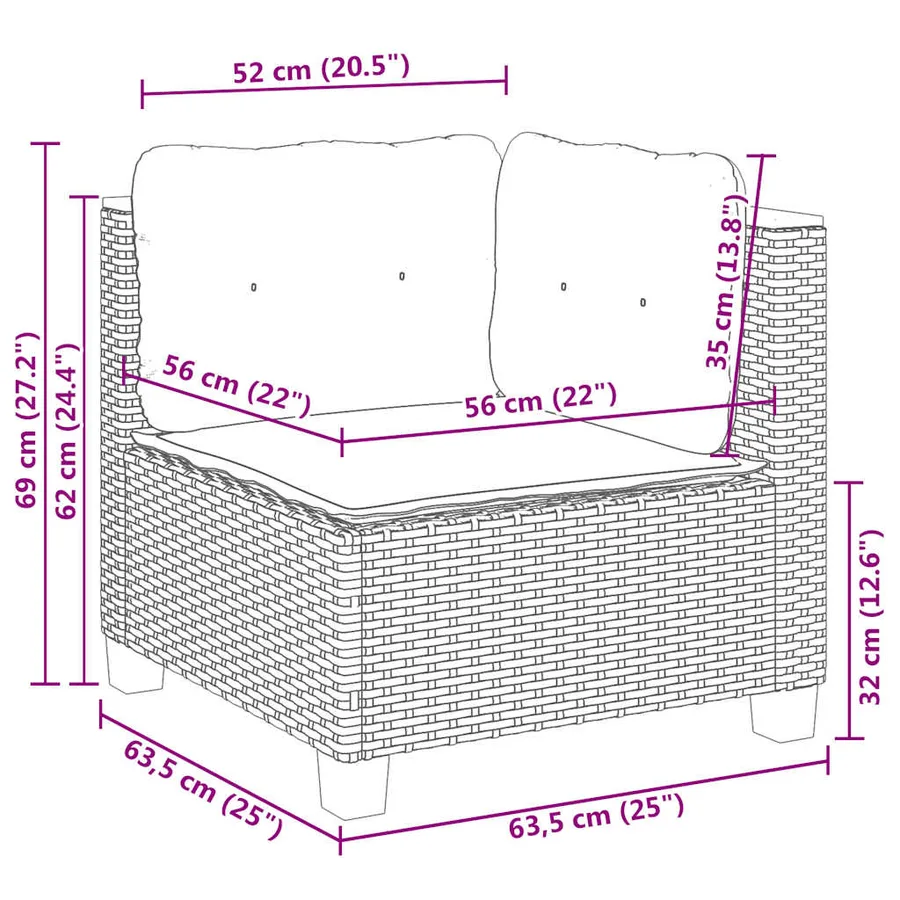 Salon de jardin avec coussins 4 pcs beige résine tressée - 11