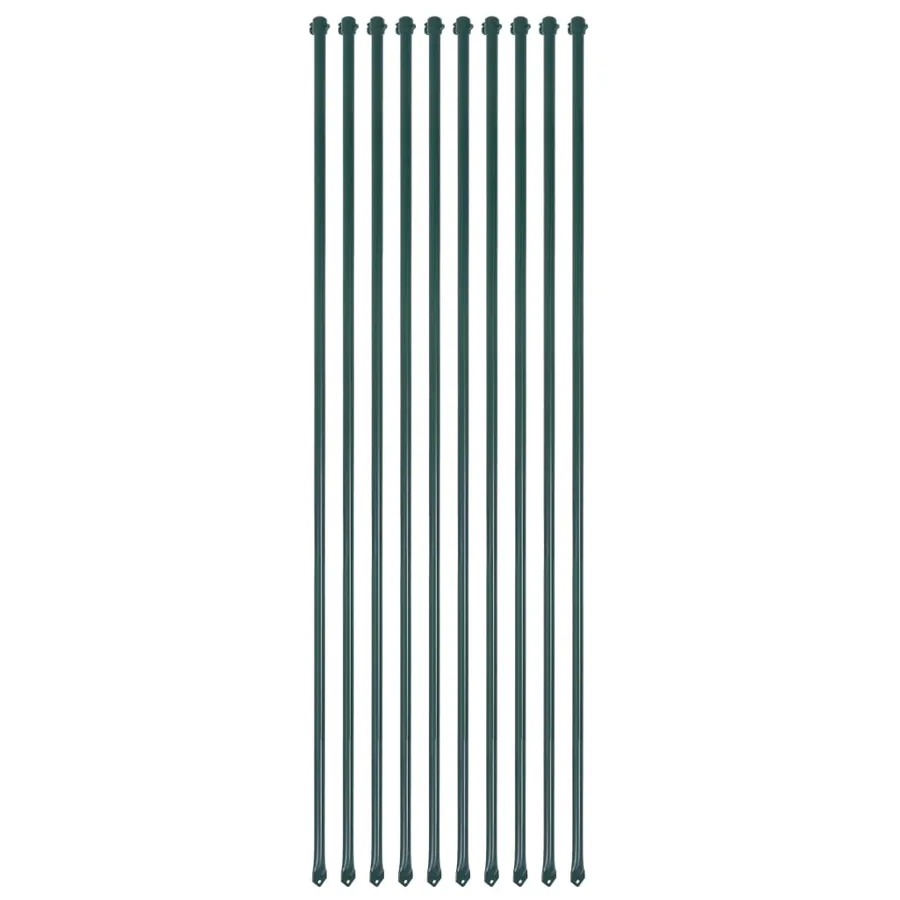 Poteau de jardin 10 pcs 1,5 m Métal Vert