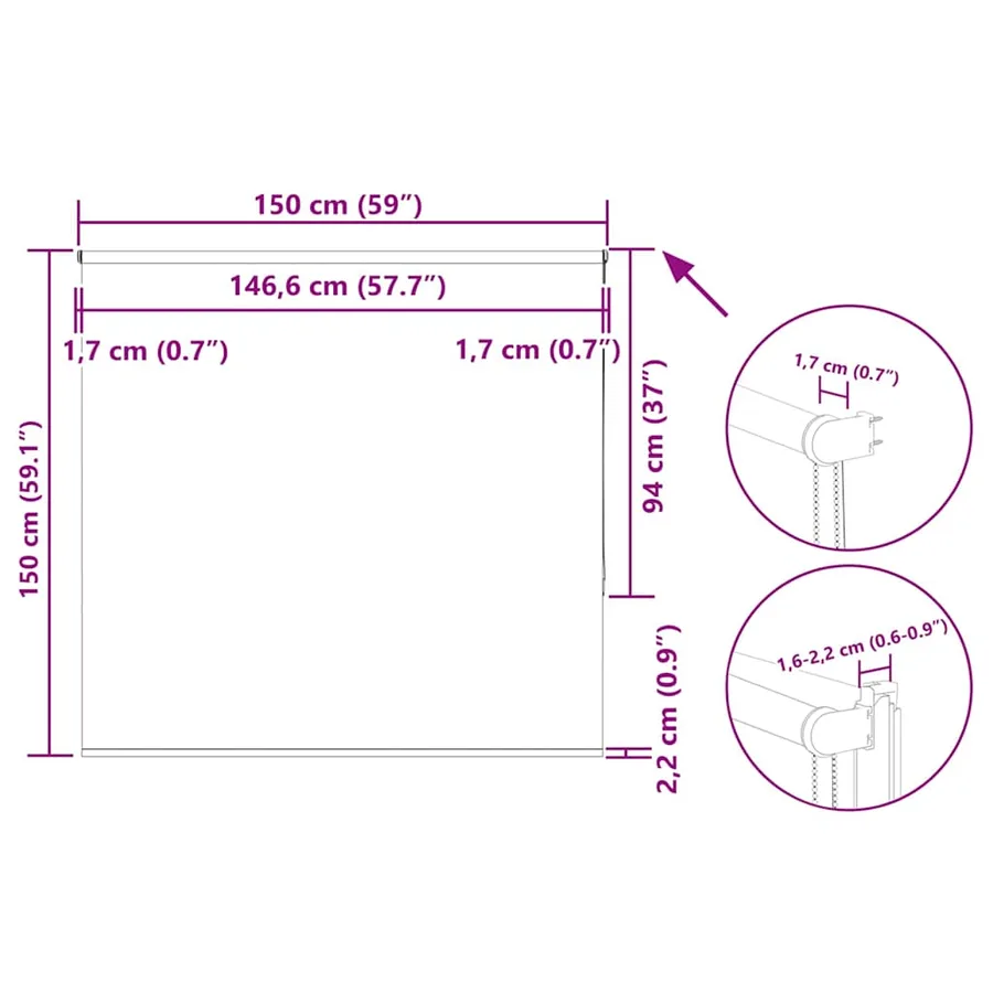 Store enrouleur occultant largeur du tissu 146,6 cm polyester - 18