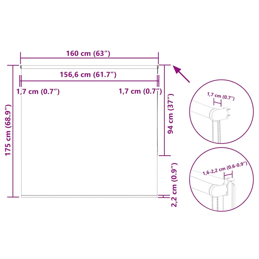 Store enrouleur occultant largeur du tissu 156,6 cm polyester - 18