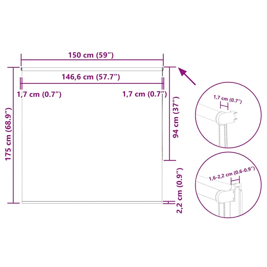Store enrouleur occultant largeur du tissu 146,6 cm polyester - 18