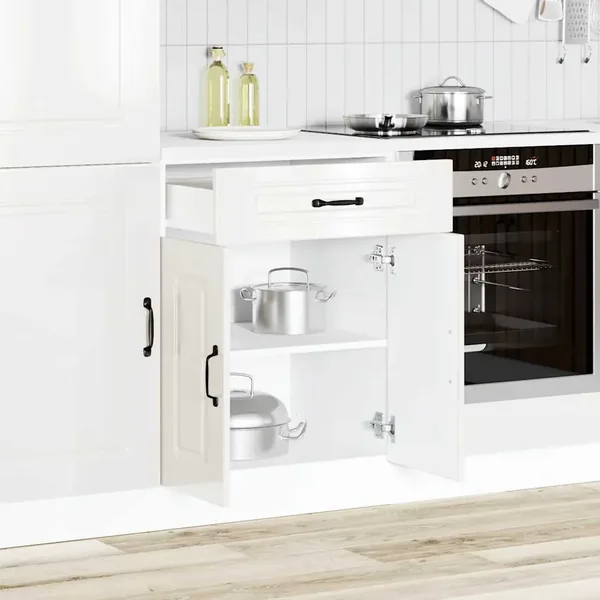 Armoire de cuisine Kalmar blanc brillant bois ingénierie