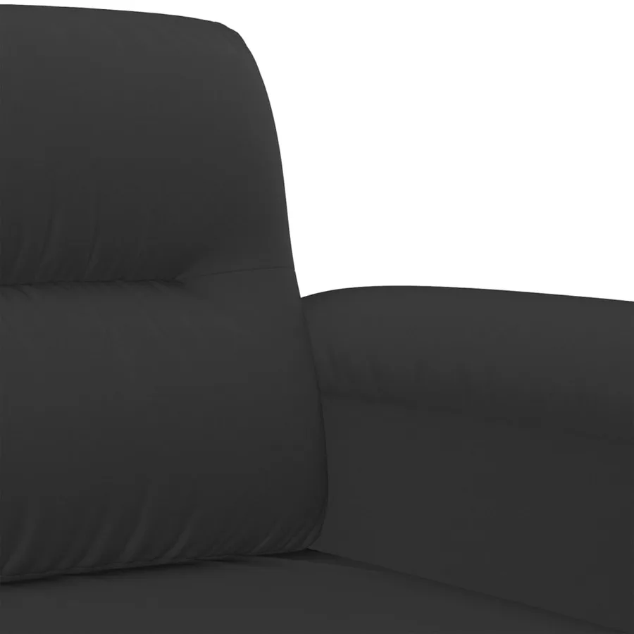 Ensemble de canapés 3 pcs avec coussins Noir Tissu microfibre - 7