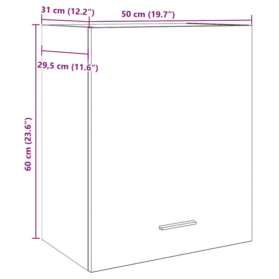 Armoire suspendue "Lyon" Gris béton 50 x 31 x 60 cm Bois d'ingénierie - 11
