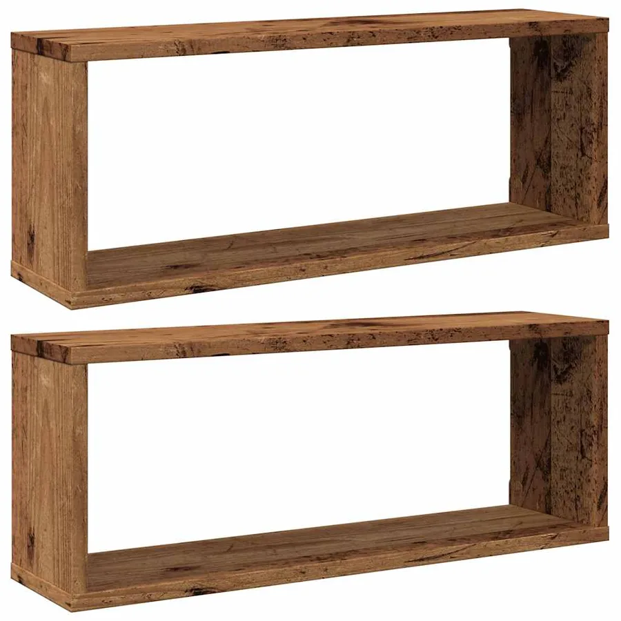 Étagères murales cube 2 pcs vieux bois 60x15x23 cm - 2