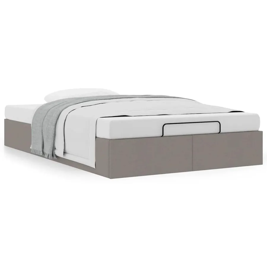Cadre de lit ottoman sans matelas taupe 120x200 cm tissu - 4