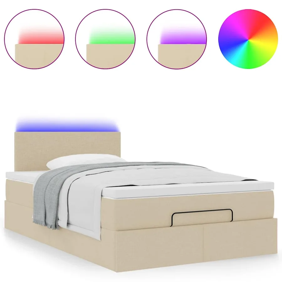 Cadre de lit ottoman avec matelas crème 120x200cm tissu - 5