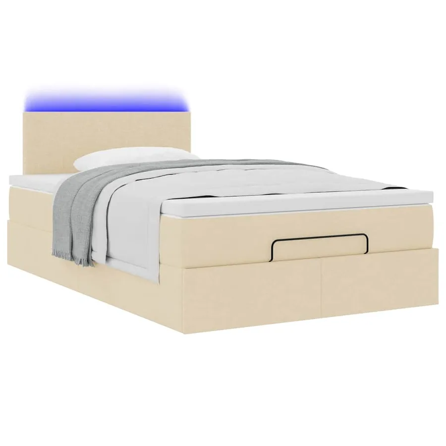 Cadre de lit ottoman avec matelas crème 120x200cm tissu - 6