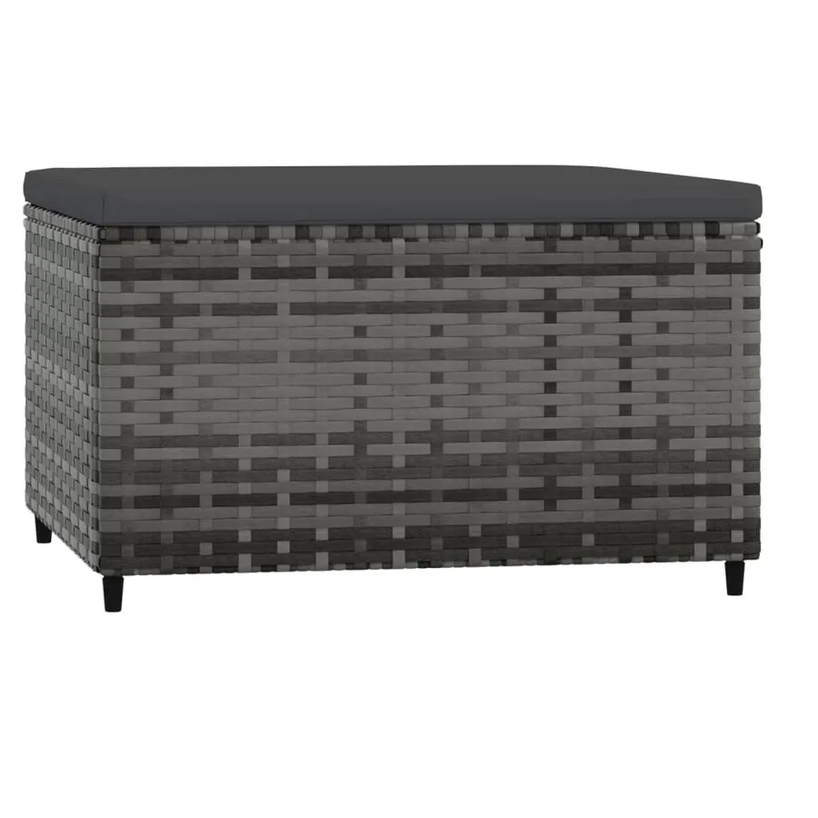 Repose-pied de jardin avec coussin Gris Résine tressée - 5