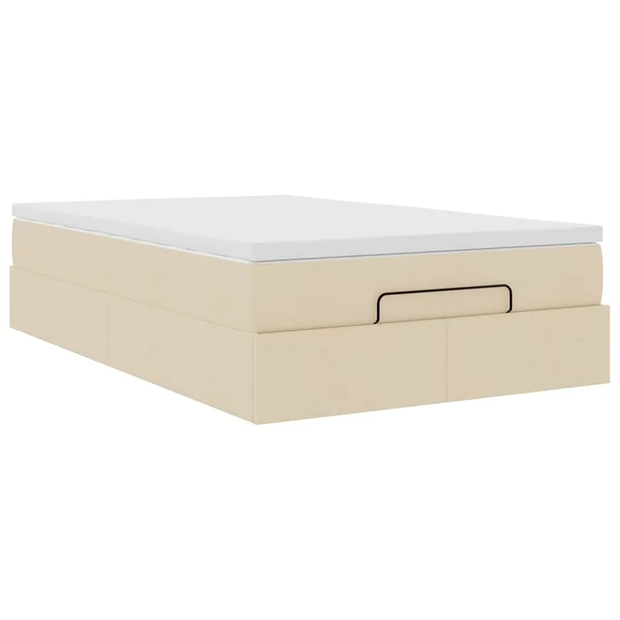 Cadre de lit ottoman avec matelas crème 120x200cm tissu - 6