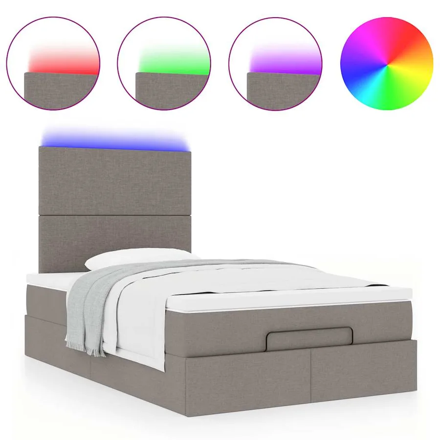 Cadre de lit ottoman avec matelas taupe 120x200 cm tissu - 5