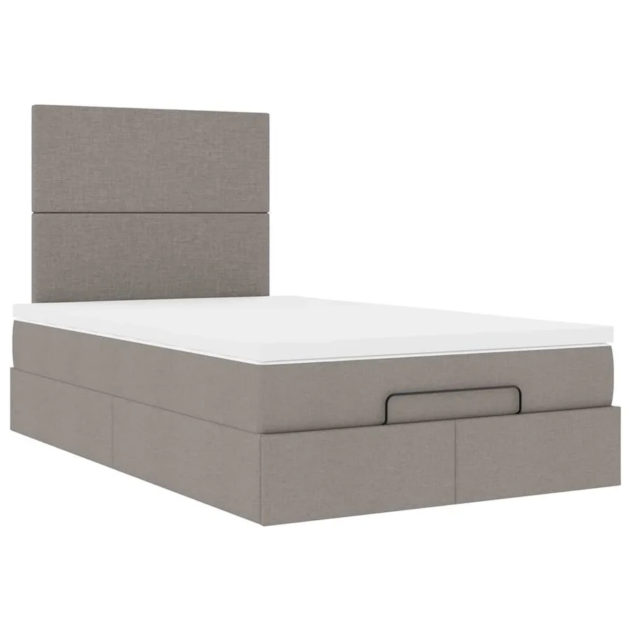 Cadre de lit ottoman avec matelas taupe 120x200 cm tissu - 7