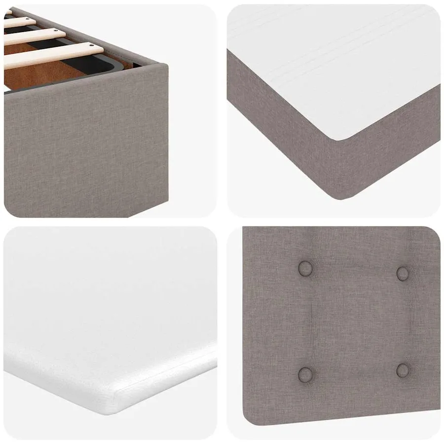 Cadre de lit ottoman avec matelas taupe 120x200 cm tissu - 15