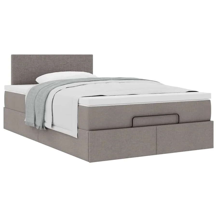 Cadre de lit ottoman avec matelas taupe 120x200 cm tissu - 5