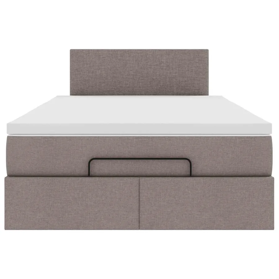 Cadre de lit ottoman avec matelas taupe 120x200 cm tissu - 7