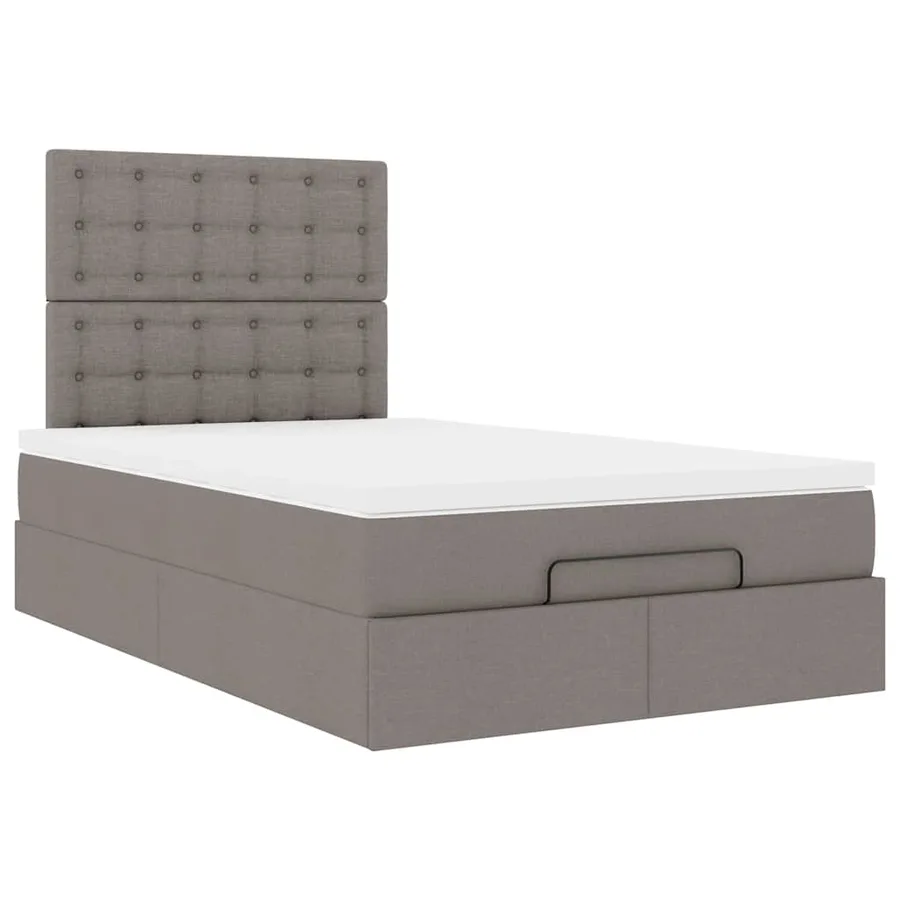 Cadre de lit ottoman avec matelas taupe 120x200 cm tissu - 7