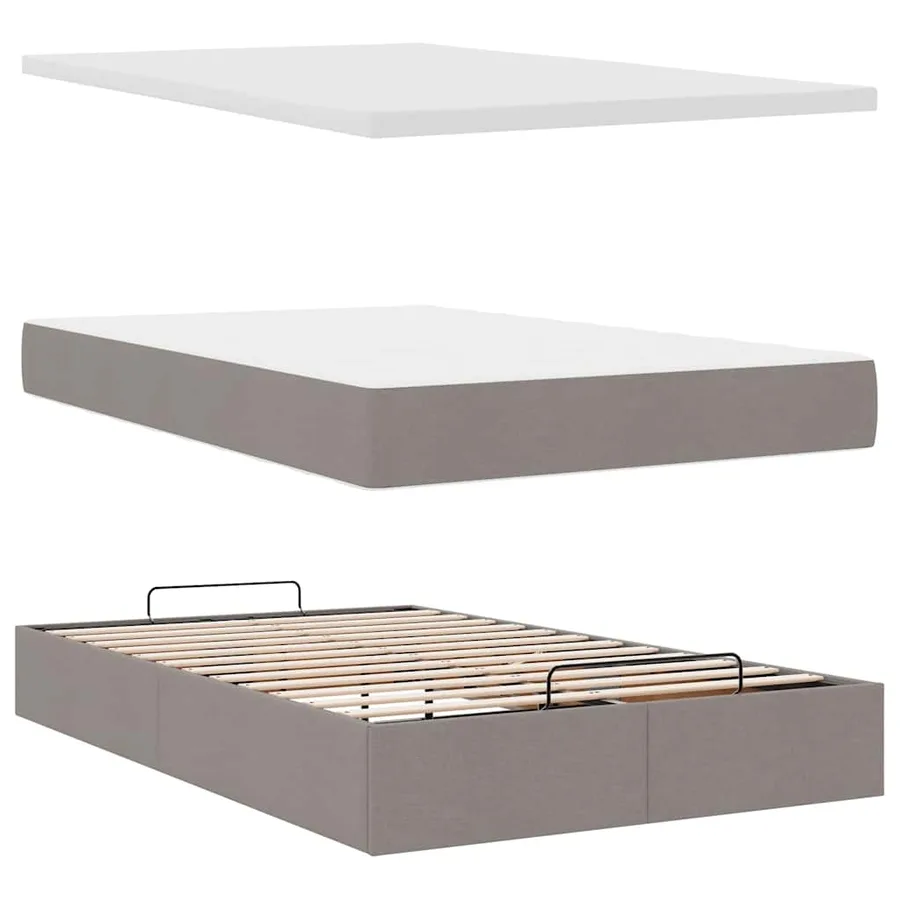 Cadre de lit ottoman avec matelas taupe 120x200 cm tissu - 9