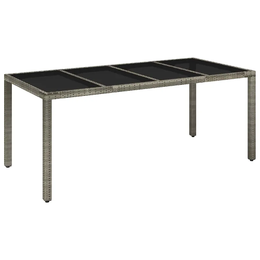 Table de jardin dessus en verre Gris 190x90x75cm Résine tressée - 2