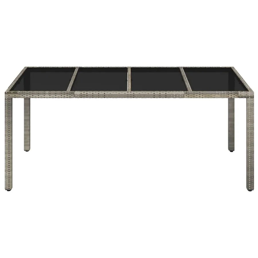 Table de jardin dessus en verre Gris 190x90x75cm Résine tressée - 3