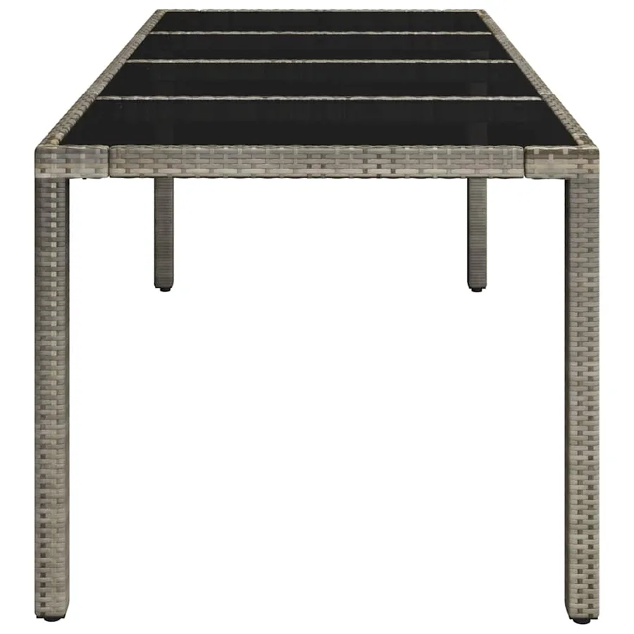 Table de jardin dessus en verre Gris 190x90x75cm Résine tressée - 4