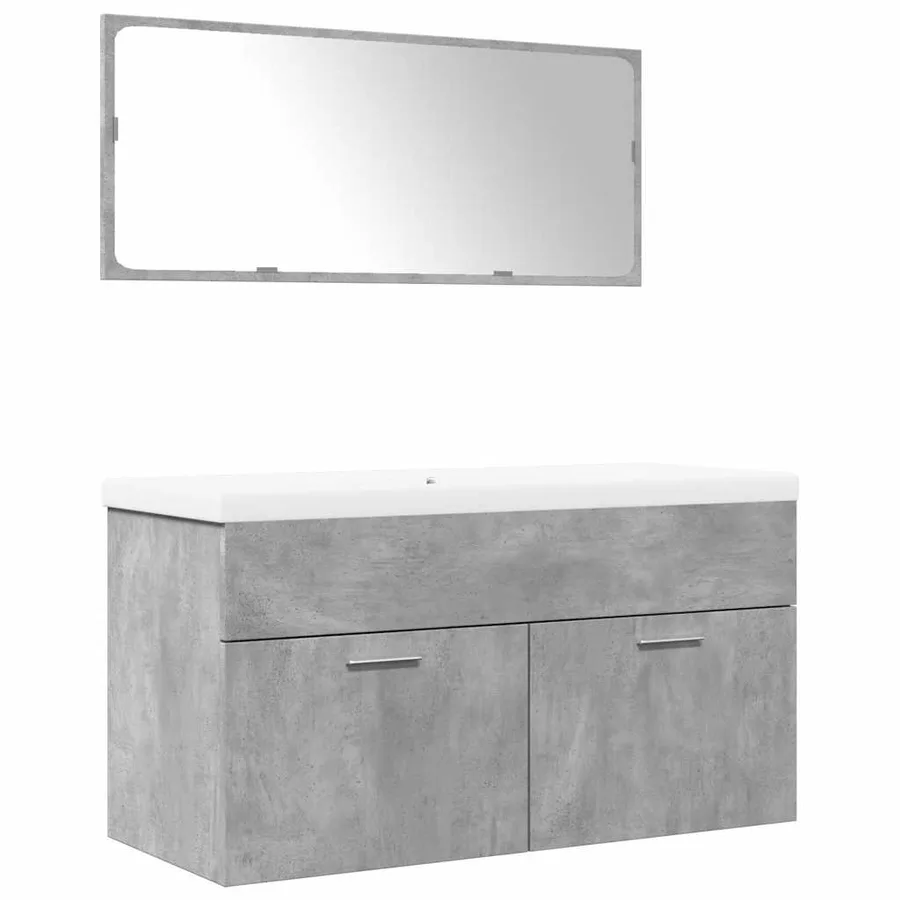 Ensemble de meubles de salle de bain 3 pcs gris béton - 2