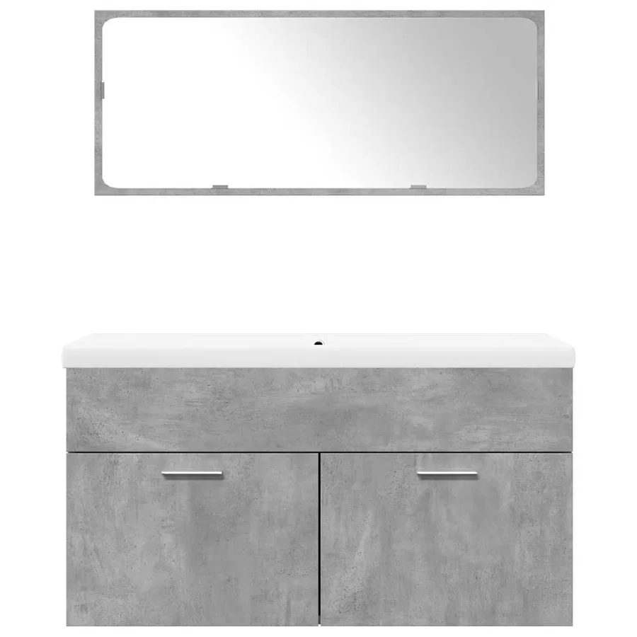 Ensemble de meubles de salle de bain 3 pcs gris béton - 4