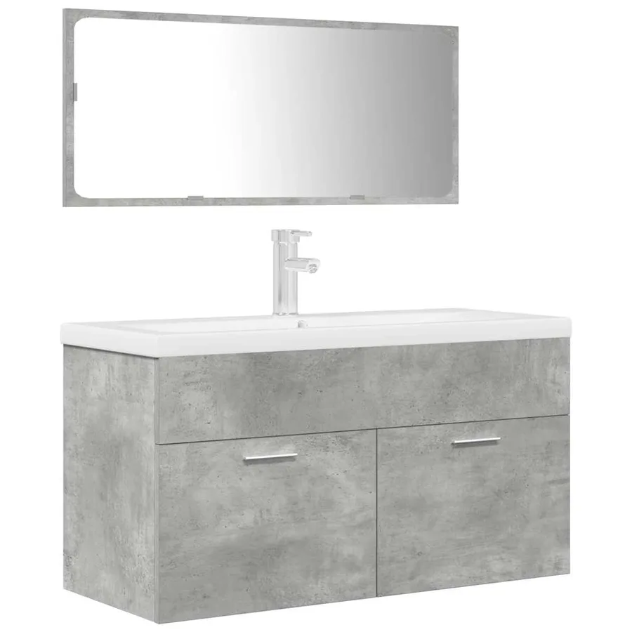 Ensemble de meubles de salle de bain 3 pcs gris béton - 2