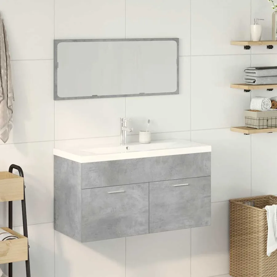 Ensemble de meubles de salle de bain 3 pcs gris béton - 3