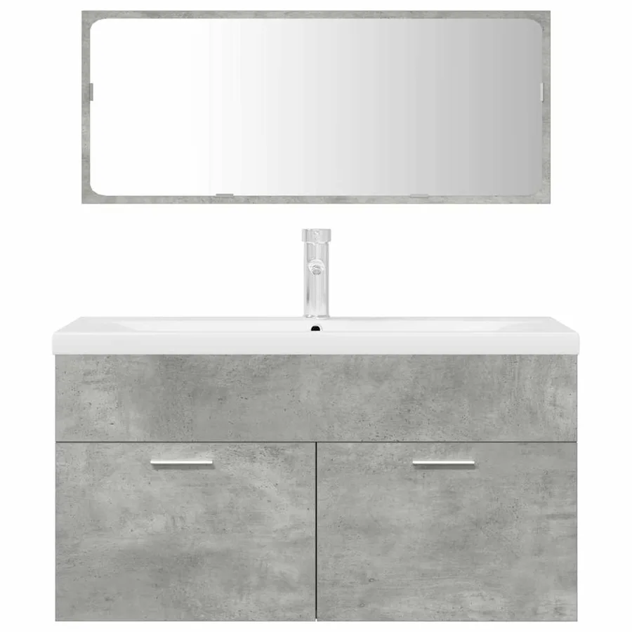 Ensemble de meubles de salle de bain 3 pcs gris béton - 4