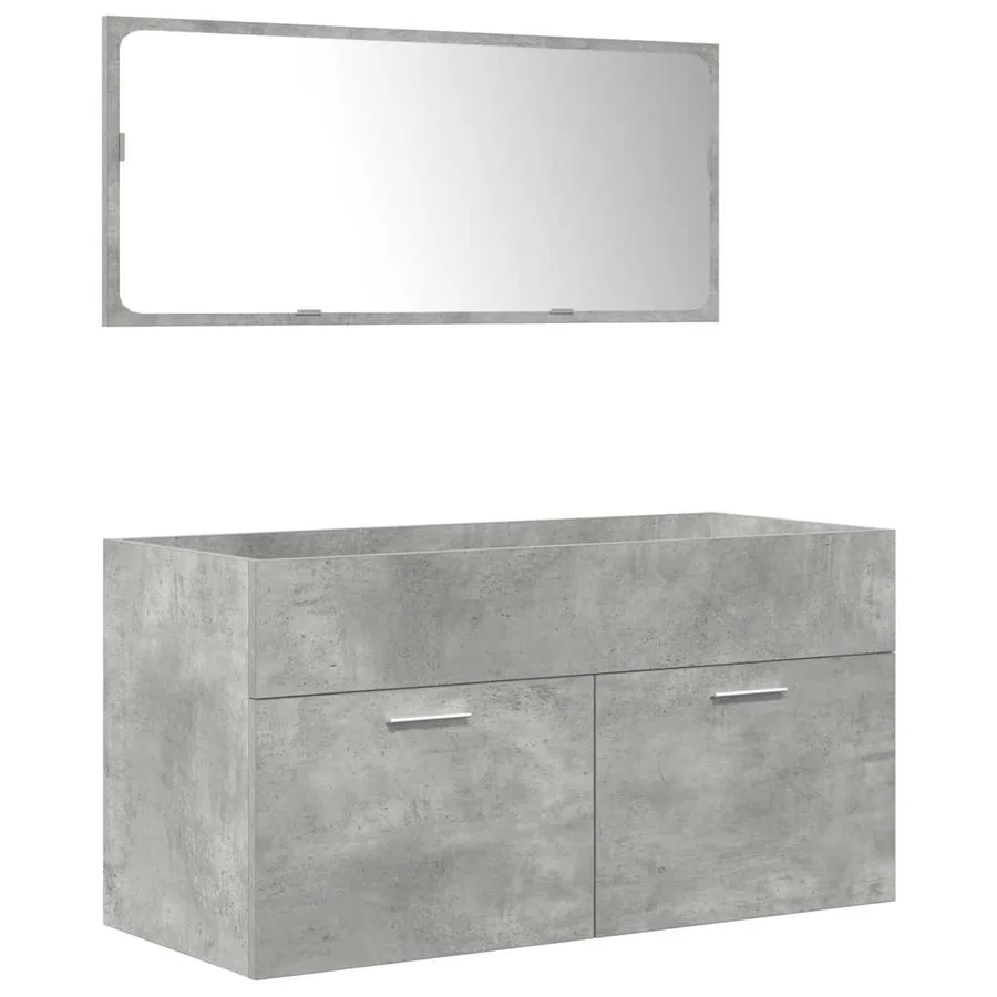 Ensemble de meubles de salle de bain 3 pcs gris béton - 5