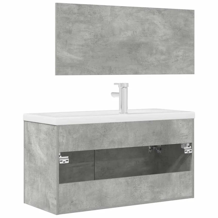 Ensemble de meubles de salle de bain 3 pcs gris béton - 8