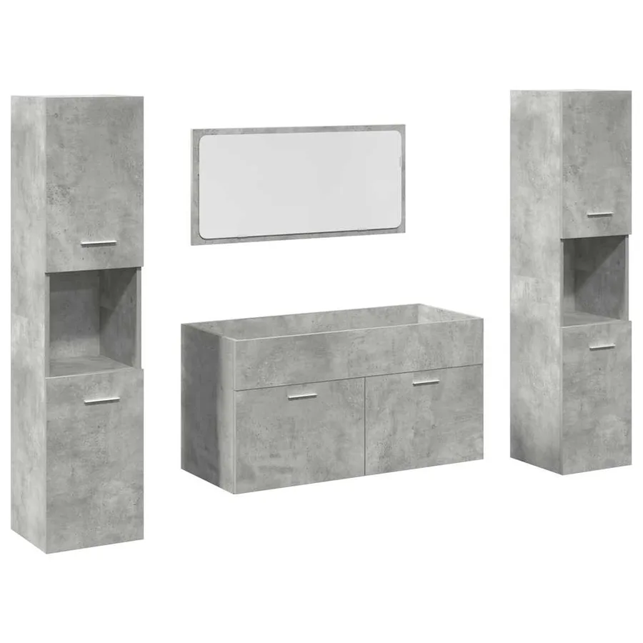 Ensemble de meubles de salle de bain 4 pcs gris béton - 2