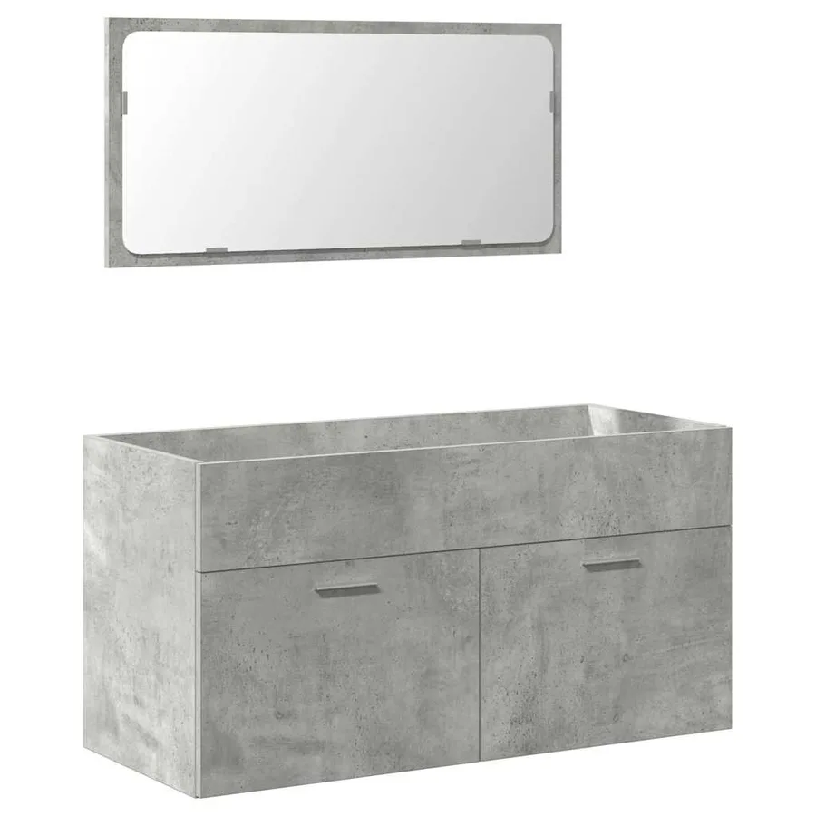 Ensemble de meubles de salle de bain 4 pcs gris béton - 5