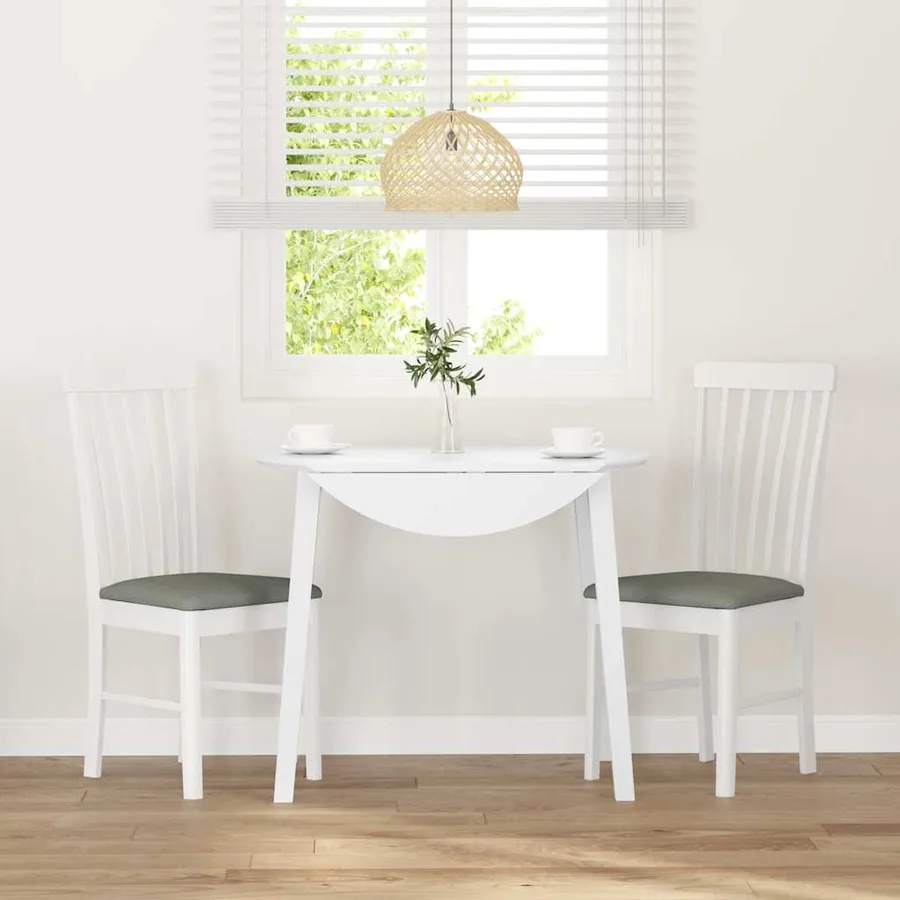 Chaises à manger coussins 2 pcs blanc bois massif caoutchouc - 3