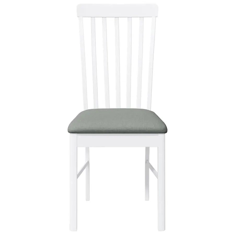 Chaises à manger coussins 2 pcs blanc bois massif caoutchouc - 5