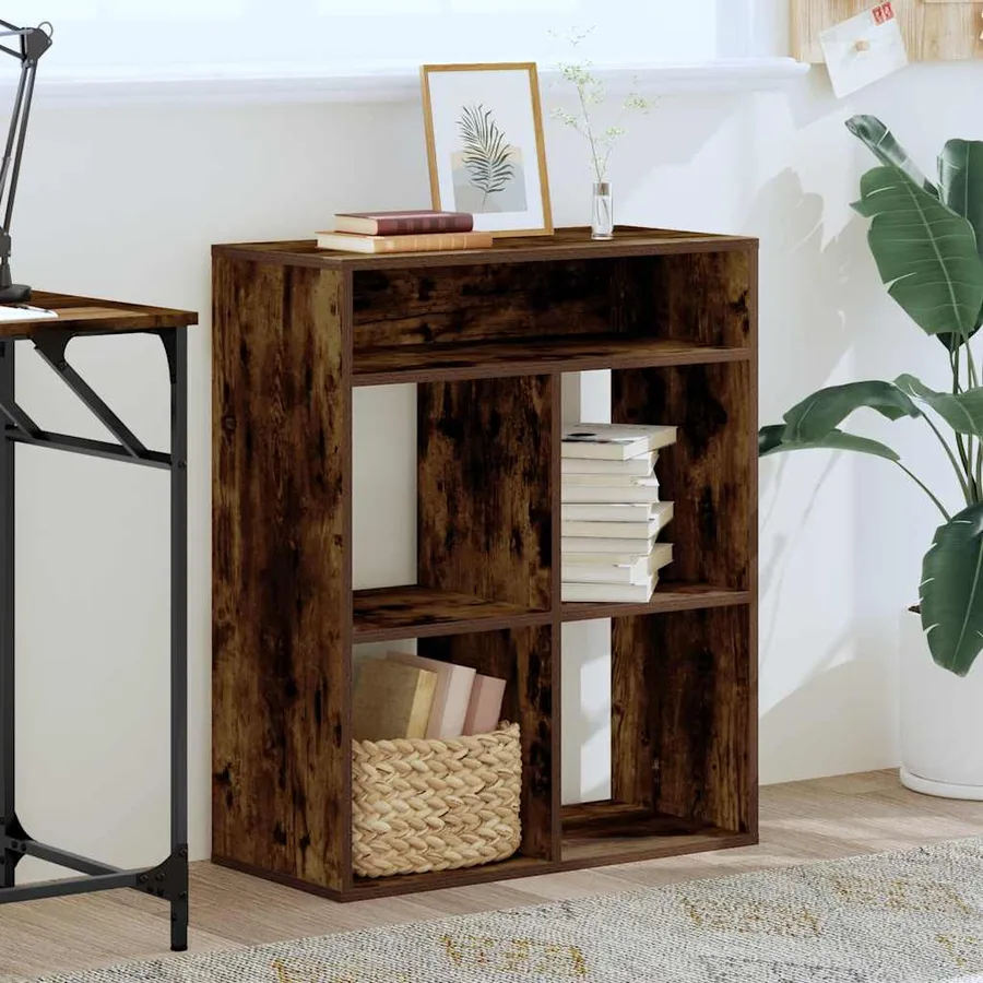 Bibliothèque chêne fumé 66x31x80 cm bois d'ingénierie - 3