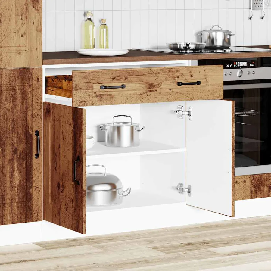 Armoire de cuisine Kalmar vieux bois bois d'ingénierie - 3
