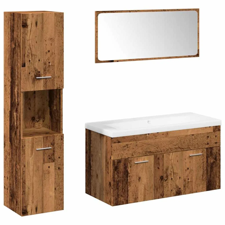 Ensemble de meubles salle de bain 5 pcs bois d'ingénierie - 2