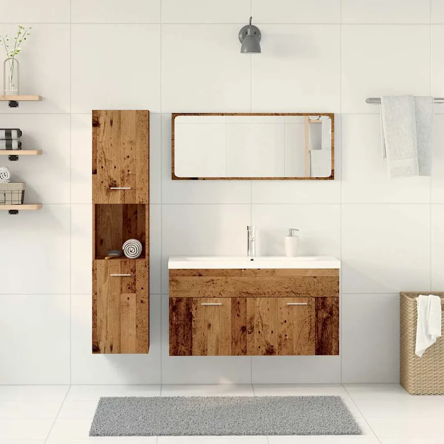 Ensemble de meubles salle de bain 5 pcs bois d'ingénierie - 3