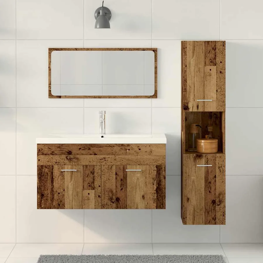 Ensemble de meubles salle de bain 3 pcs bois d'ingénierie - 3